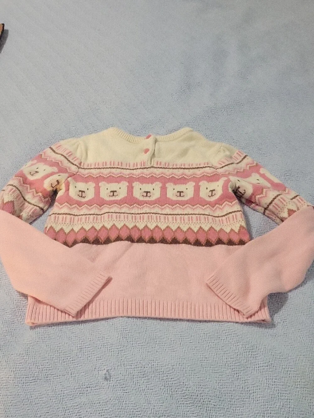 Gymboree Cream, Pink & Brown Bear Fair Isle Sweater